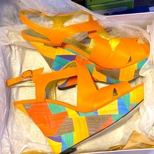 COPY - Size 9 Adrianna Papell colorful wedges are slightly used